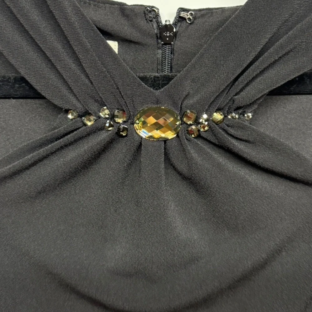 Anne Klein Black Midi Dress with Gold Accents - Picture 4 of 8